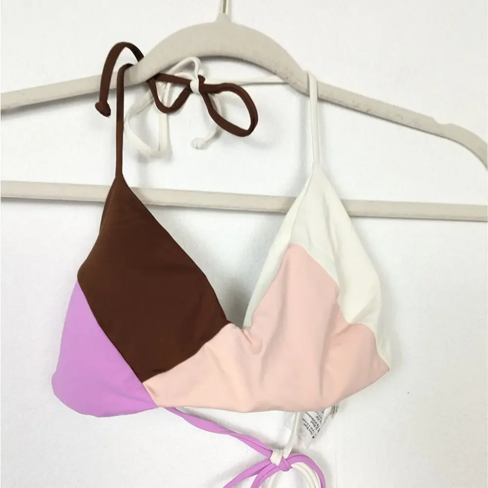 NWT L*Space Sea Glass Color Block Bikini Top Size L
